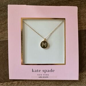 Kate Spade pendant Initial “M” 
Gold New in Box NWT Gift